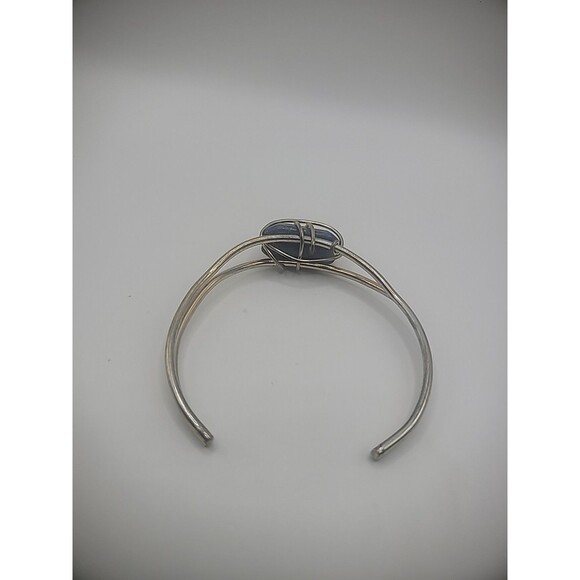 Vintage Bracelet Cuff Silver Tone Gold Tone Wire Wrapped Purple Stone Jewelry - Picture 10 of 15